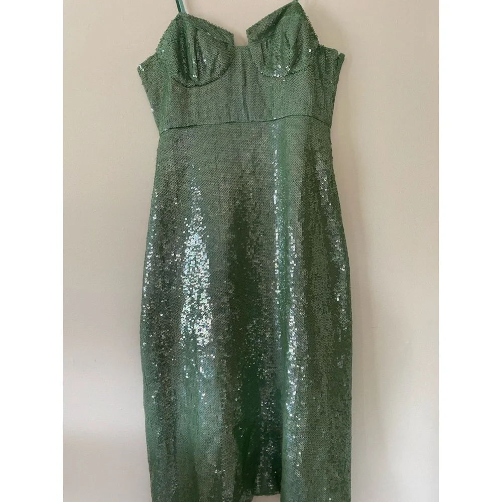 Anthropologie Green Sequin Midi Dress - Picture 6 of 10